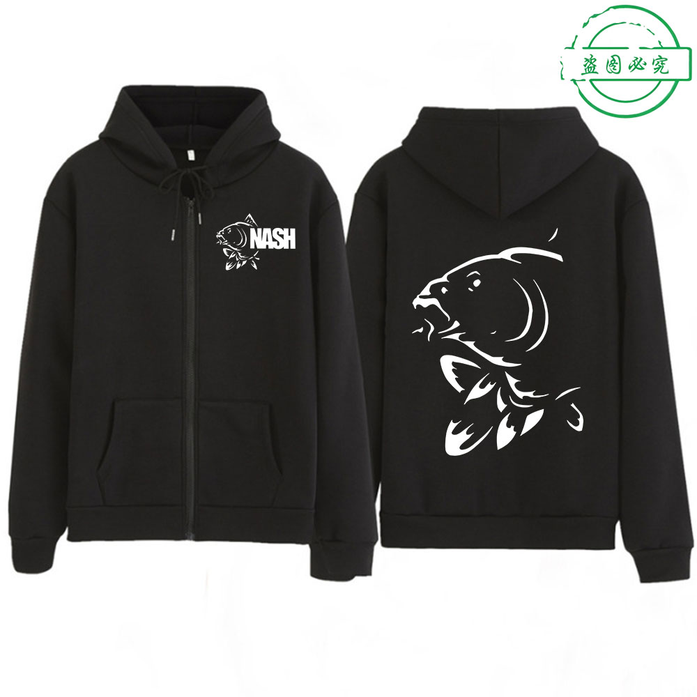 Mens Fashion Zip Up Hoodies - Funny Fishinger Carp Fish Fisherman Sporter