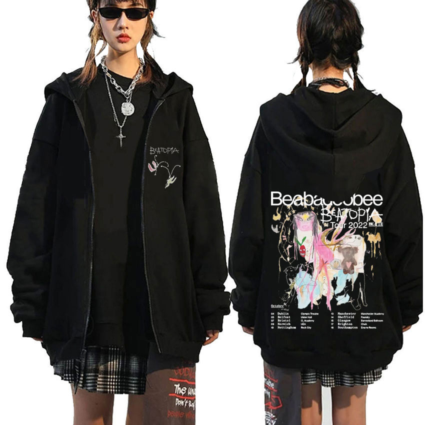 Mens Fashion Zip Up Hoodies - Beabadoobee Beatopia Tour Zipper Hoodie Men