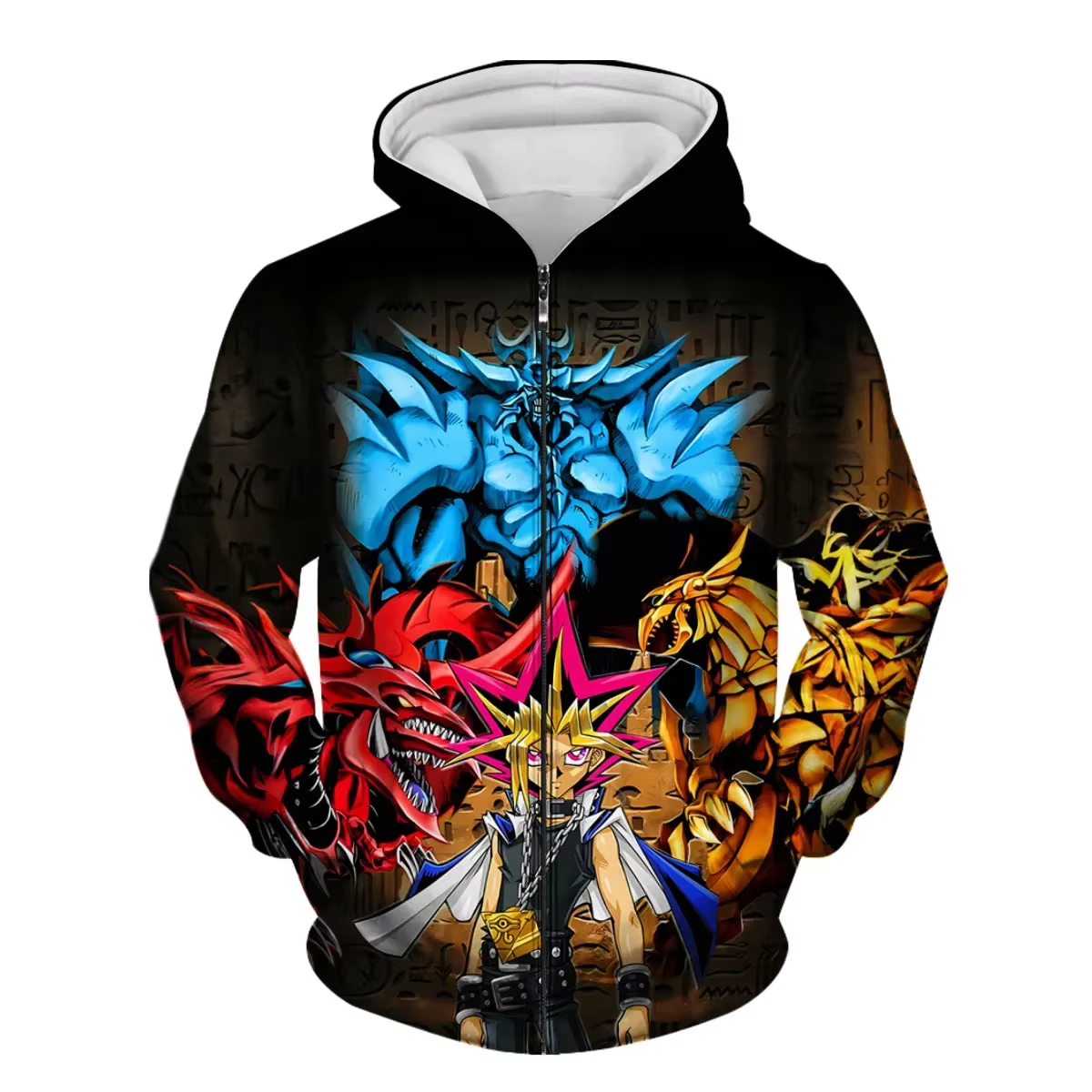 Mens Fashion Zip Up Hoodies - Japanese Anime Yu Gi Oh 3d