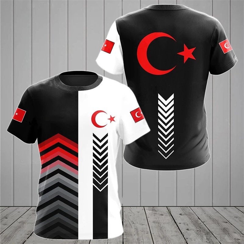 Men'S Fashion Oversized T Shirt - Turkish Flag Camouflage 3d Print Summer