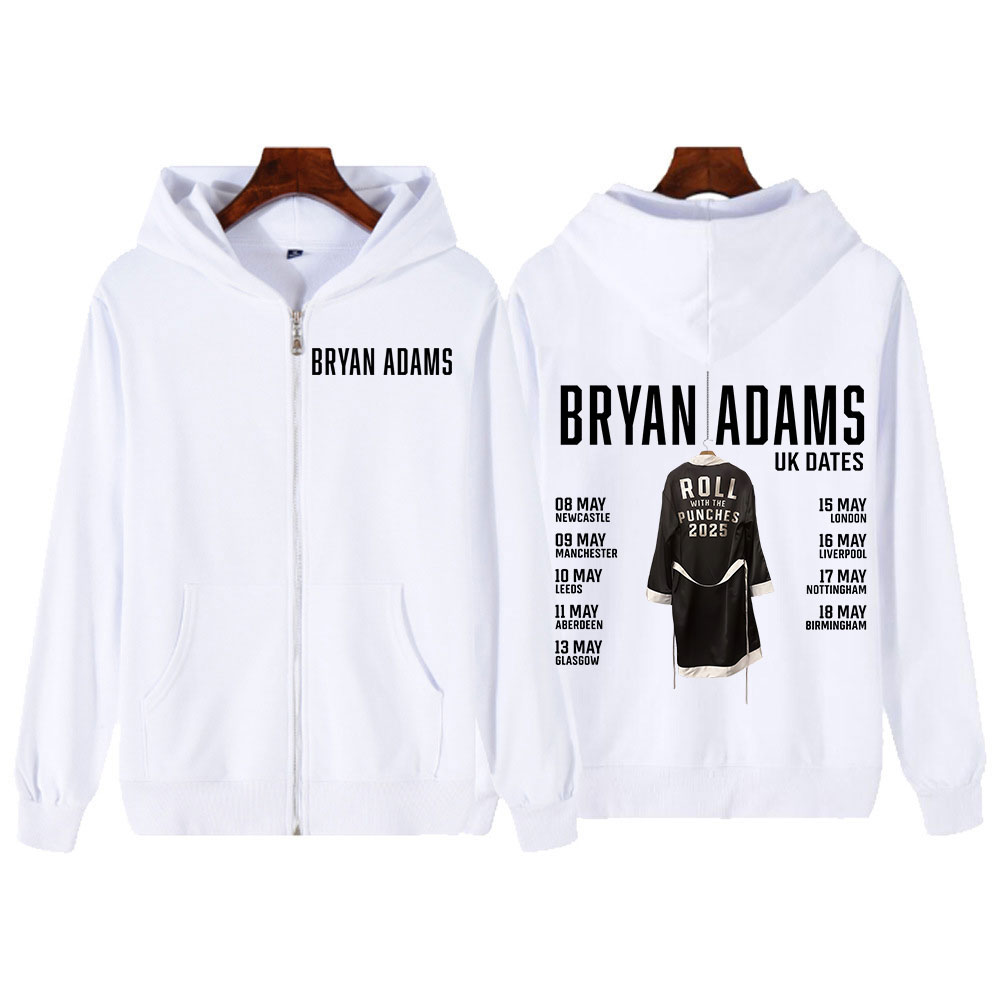 Mens Fashion Zip Up Hoodies - BRYAN ADAMS ROLL WITH THE PUNCHES