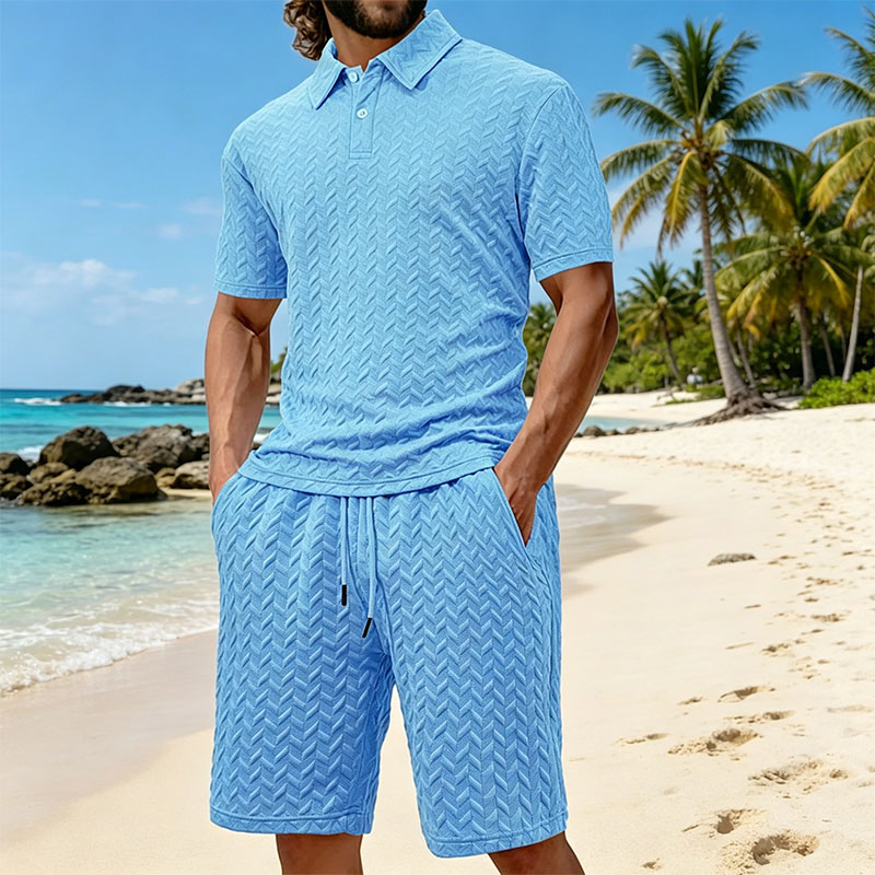 Men'S Fashion Polo - Men's summer lapel jacquard thin short-sleeved
