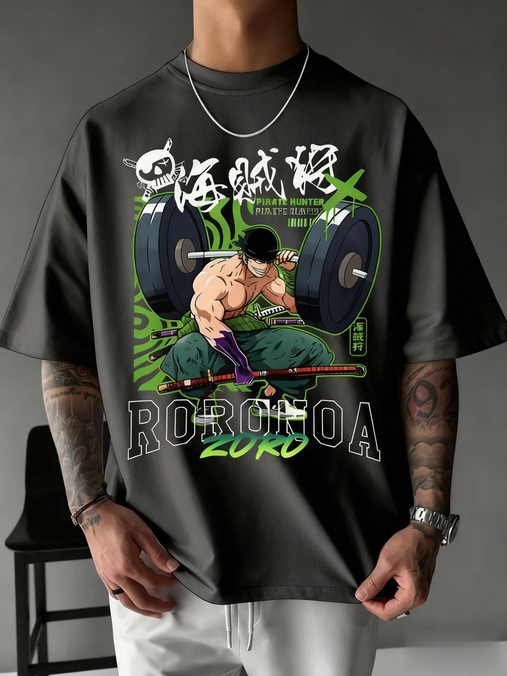 Men'S Fashion Oversized T Shirt - One Piece Zoro Anime Print T
