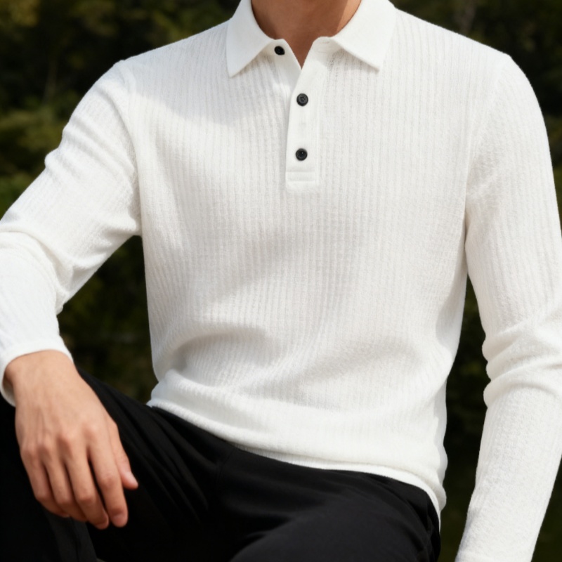 Men'S Fashion Polo - Men's summer-autumn long-sleeved Polo shirt, solid