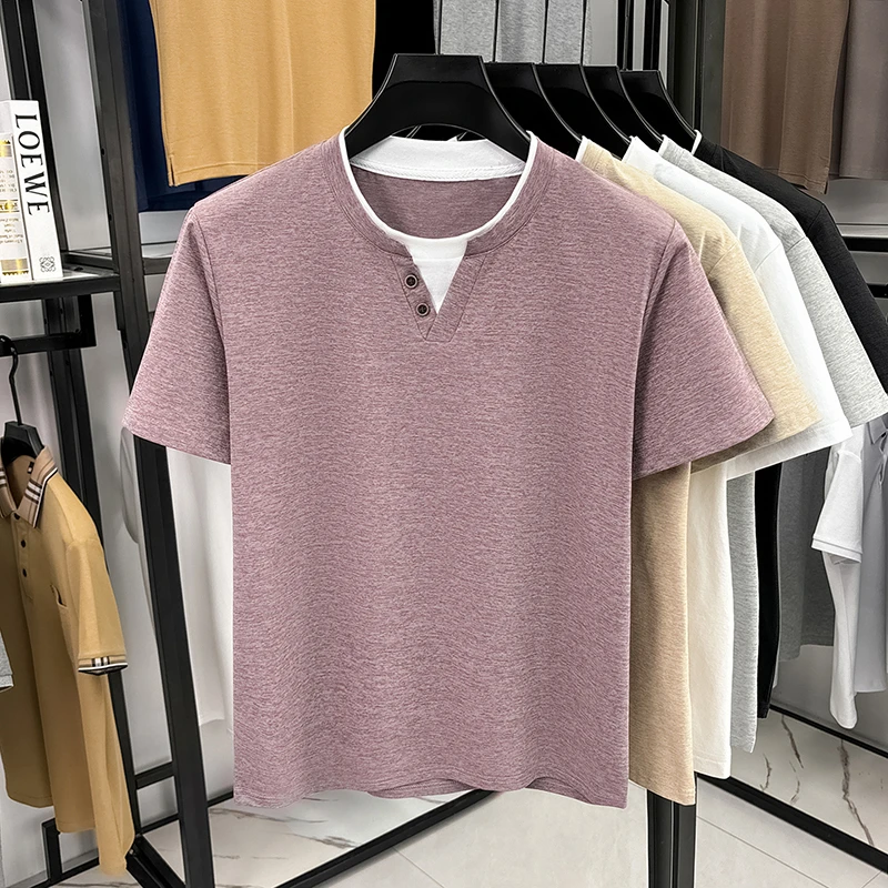 Men Fashion Upper - Men's Minimalist Henley Neck T Shirt