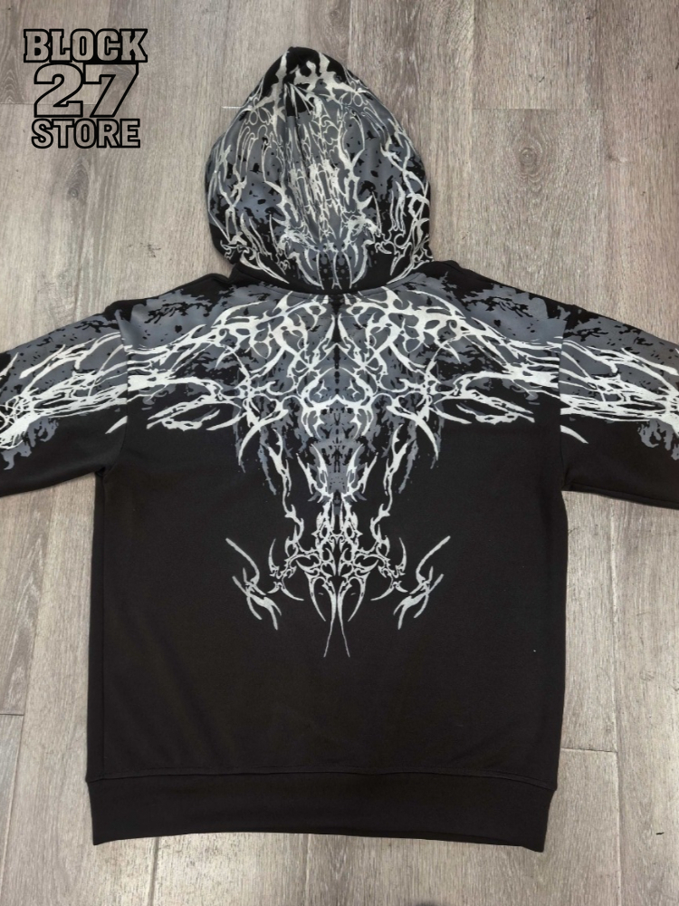 Mens Fashion Zip Up Hoodies - Mens Hoodie Harajuku Y2K Streetwear Lightning