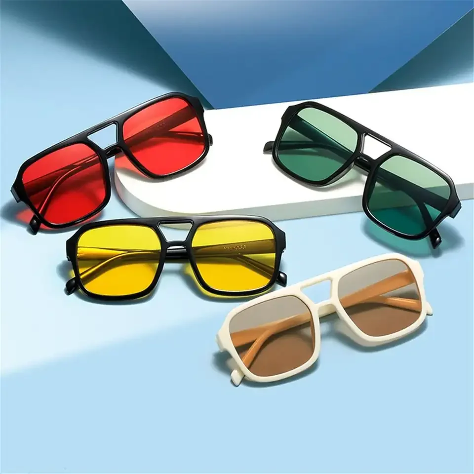 Men'S Fashion 70S - 1PC Retro Square Aviation Sunglasses For