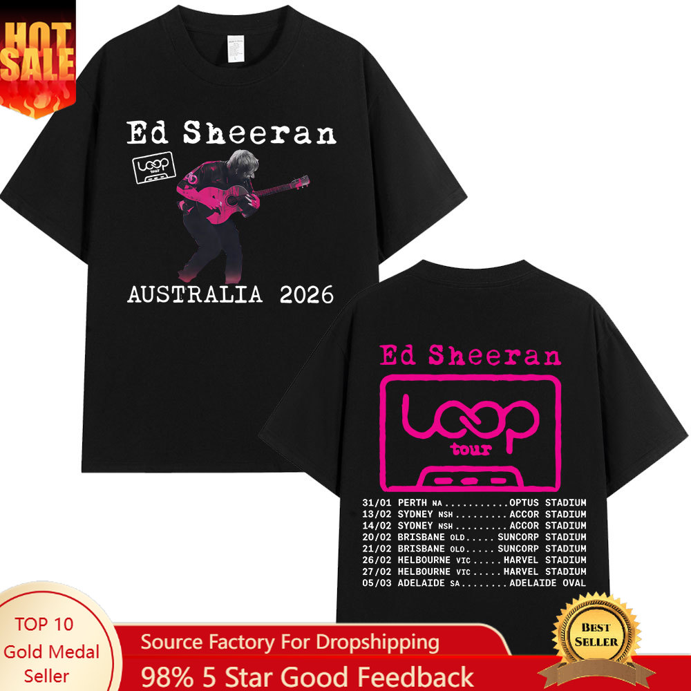 Men'S Fashion Oversized T Shirt - Ed Sheeran Loop Tour Australia 2026