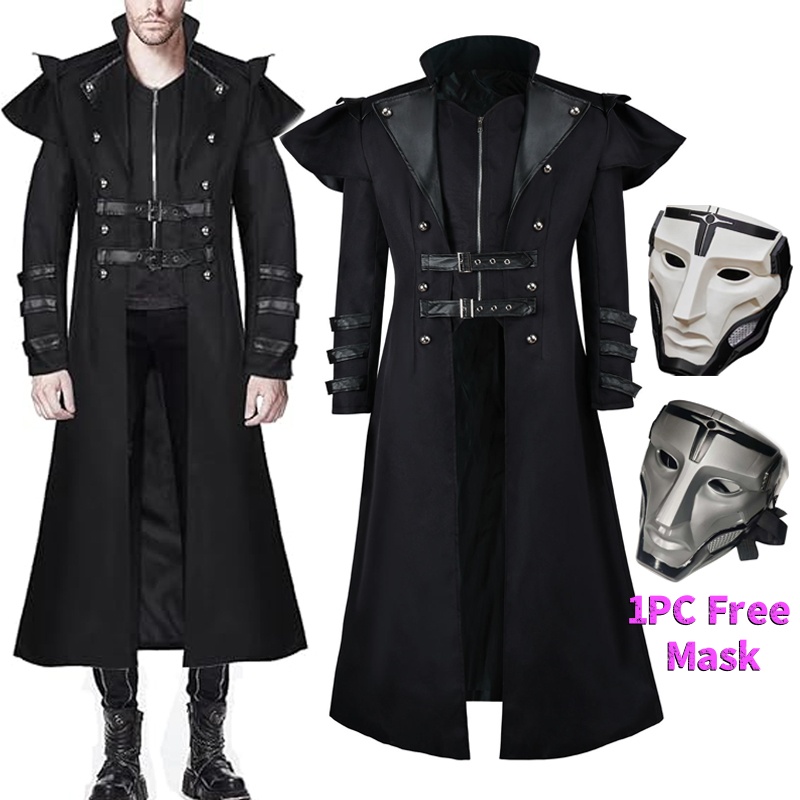 Trench Coat Men - Men's Steampunk Gothic Long Trench Coat