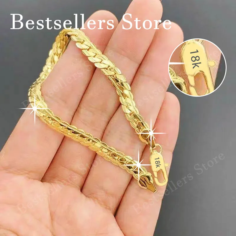 Men'S Fashion Jewelry Bracelets - 925 Sterling Silver, 18K Gold, 5mm