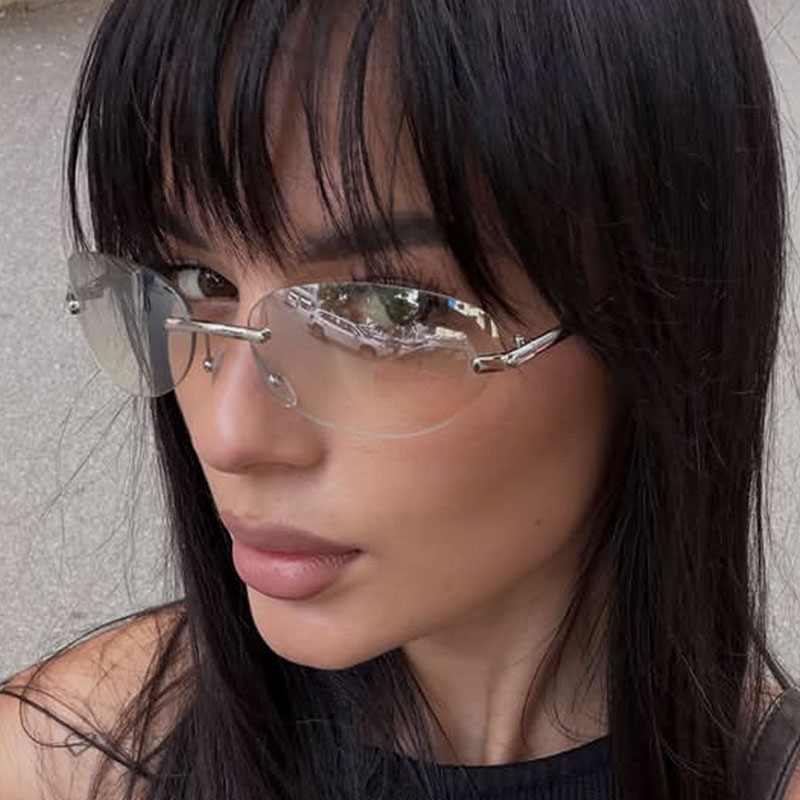 Men'S Fashion Glasses - Rimless Oval Sun Glasses for Men