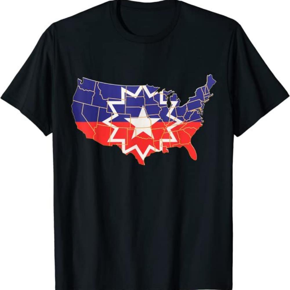 Men'S Fashion Nova - Juneteenth USA Map Nova Star T