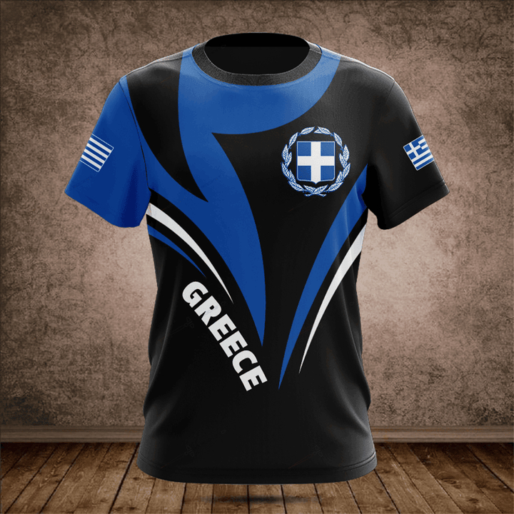 Men'S Fashion Oversized T Shirt - Custom Name Summer Casual Greece Flag