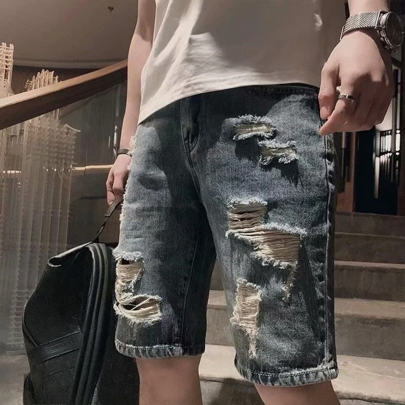 Half Ripped Baggy Loose Straig - Jeans Pants Fashion Men recensie en prijs