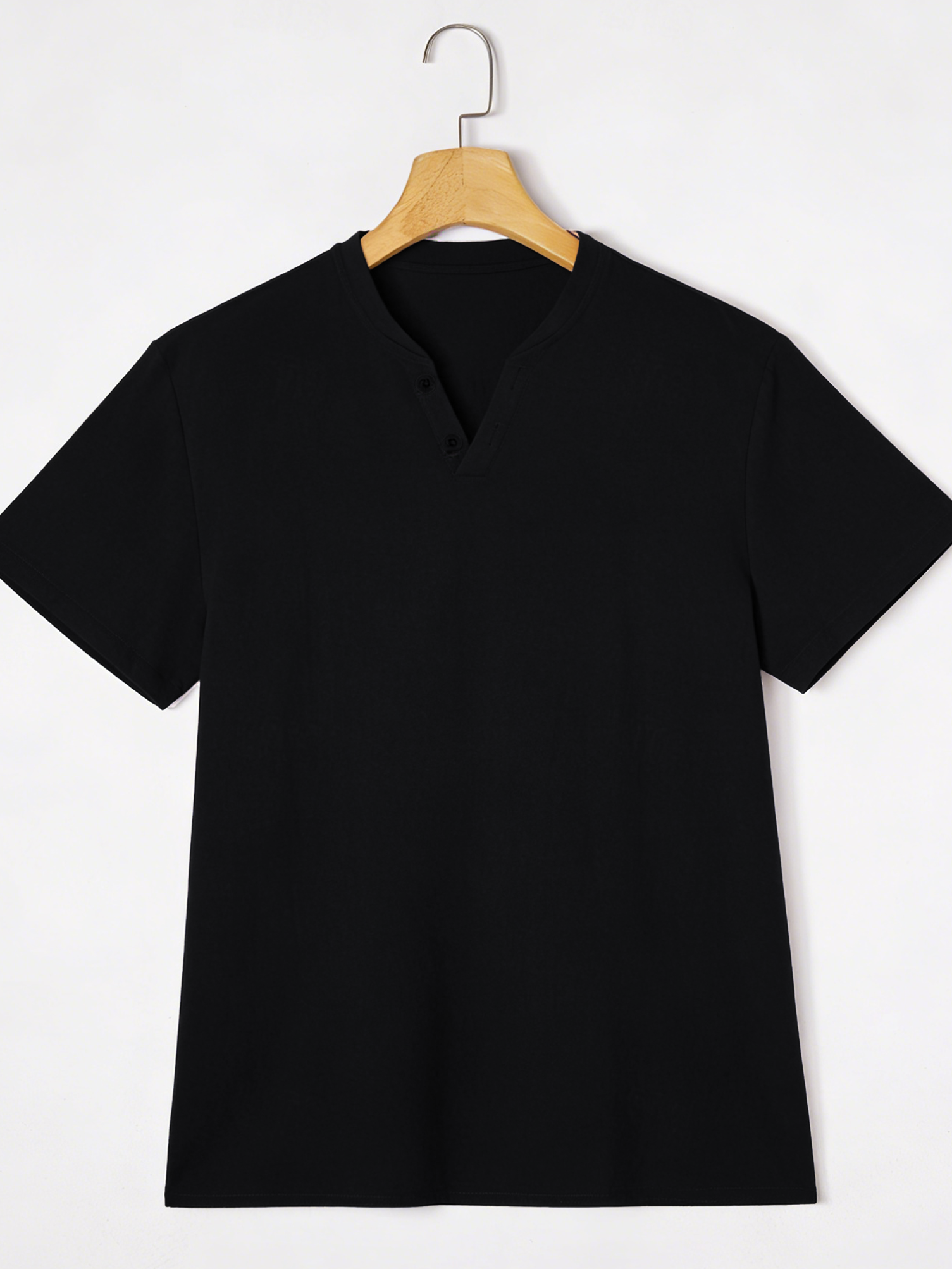 Elegant Black Henley Short-Sle - Men Fashion Upper recensie en prijs