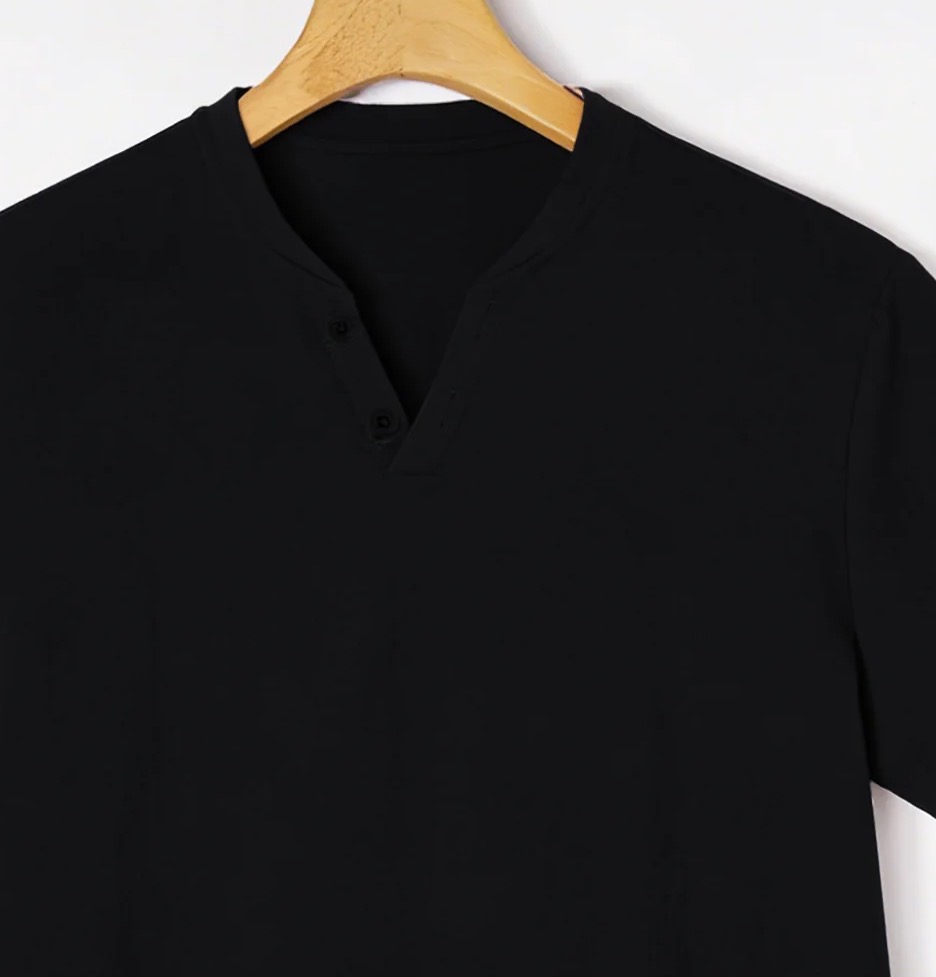 Elegant Black Henley Short-Sle - Men Fashion Upper recensie en prijs