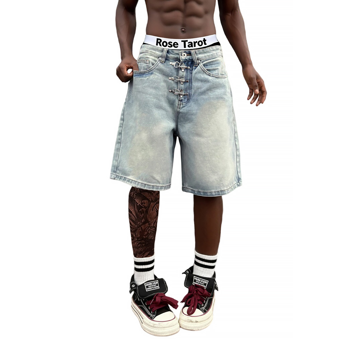 Metal Buckle Short Baggy Jeans - Jeans Pants Fashion Men recensie en prijs