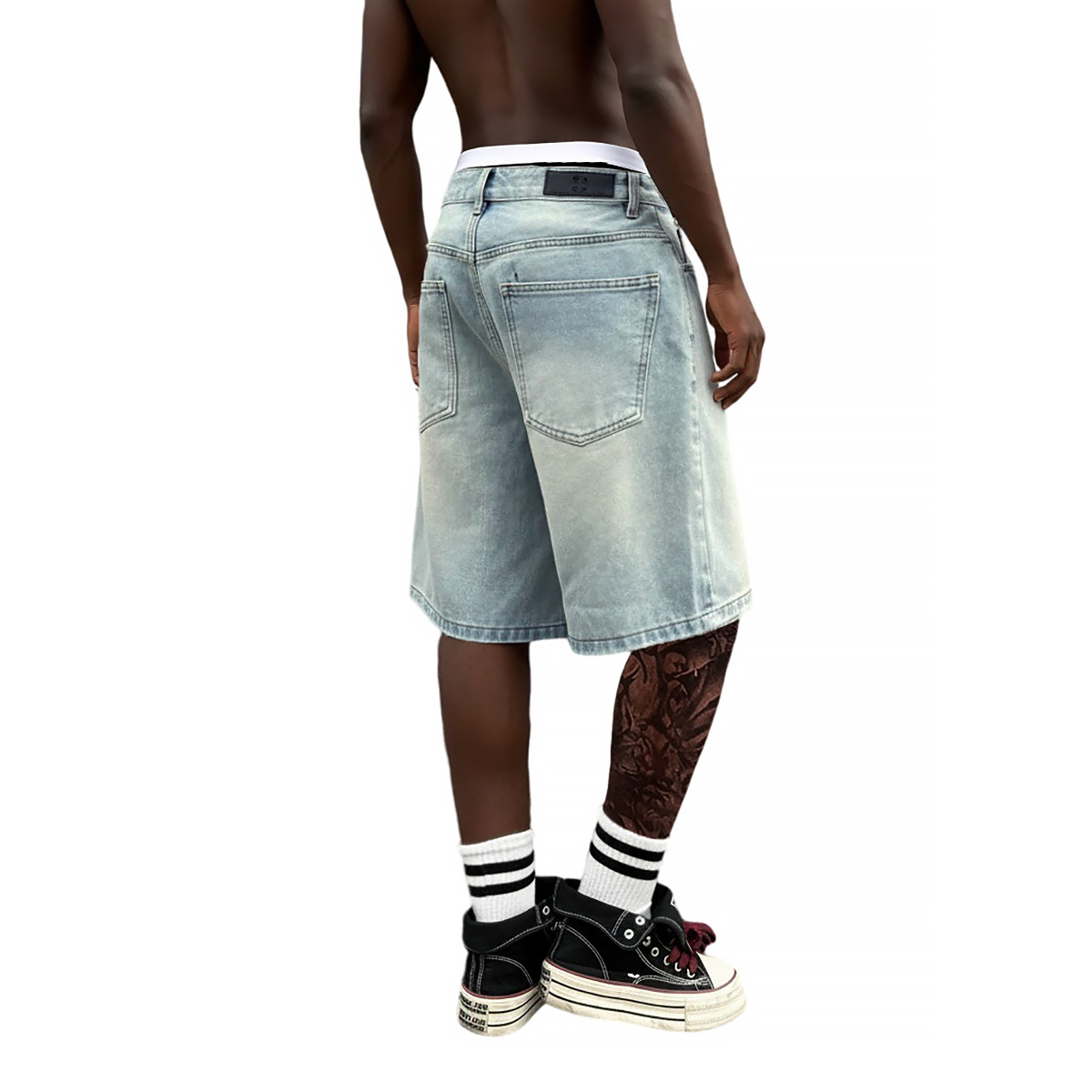 Metal Buckle Short Baggy Jeans - Jeans Pants Fashion Men recensie en prijs