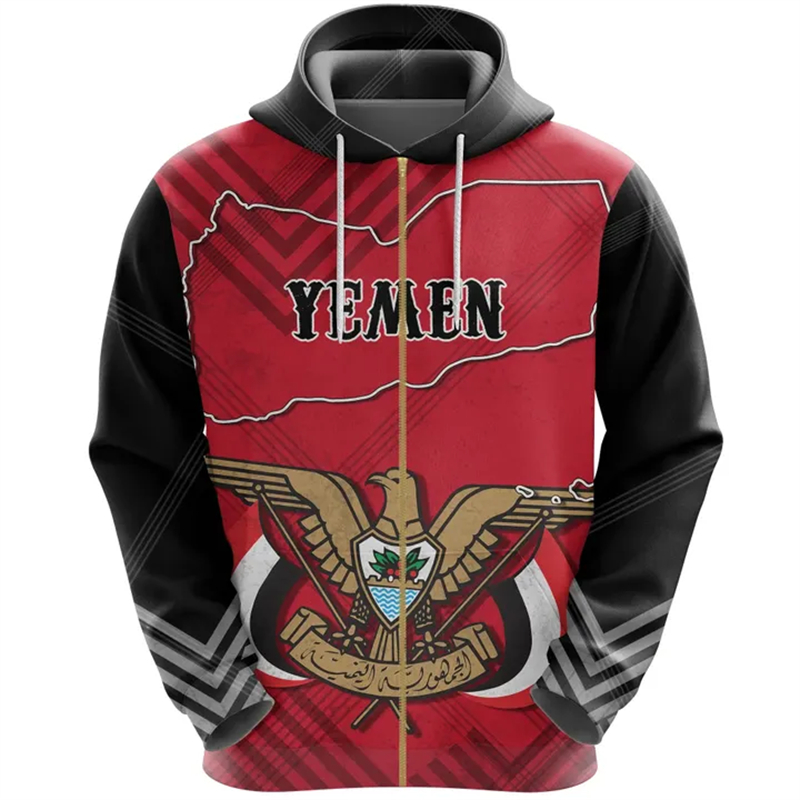 Vintage Men's Hoodie Yemen Fla - Mens Fashion Zip Up Hoodies recensie en prijs