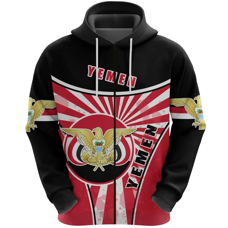 Vintage Men's Hoodie Yemen Fla - Mens Fashion Zip Up Hoodies recensie en prijs