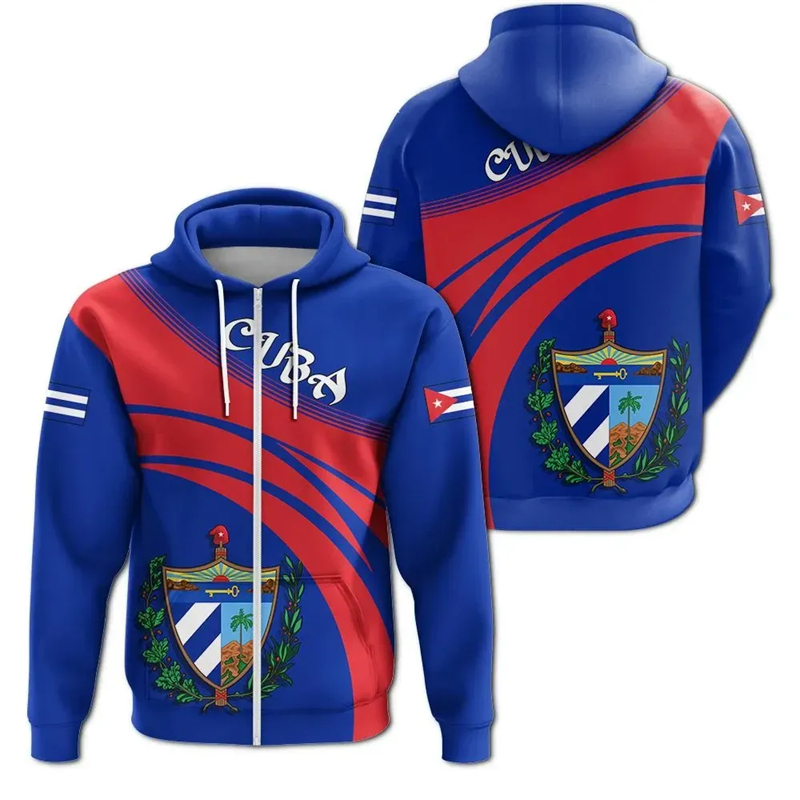 Cuba Flag Map 3D Print Zip Up  - Mens Fashion Zip Up Hoodies recensie en prijs