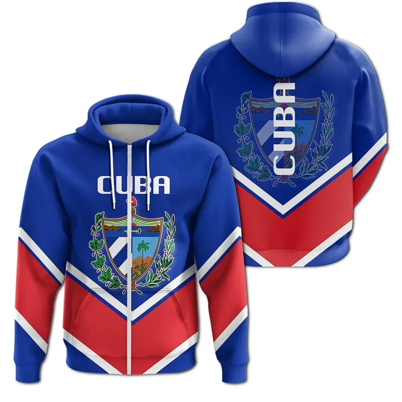 Cuba Flag Map 3D Print Zip Up  - Mens Fashion Zip Up Hoodies recensie en prijs