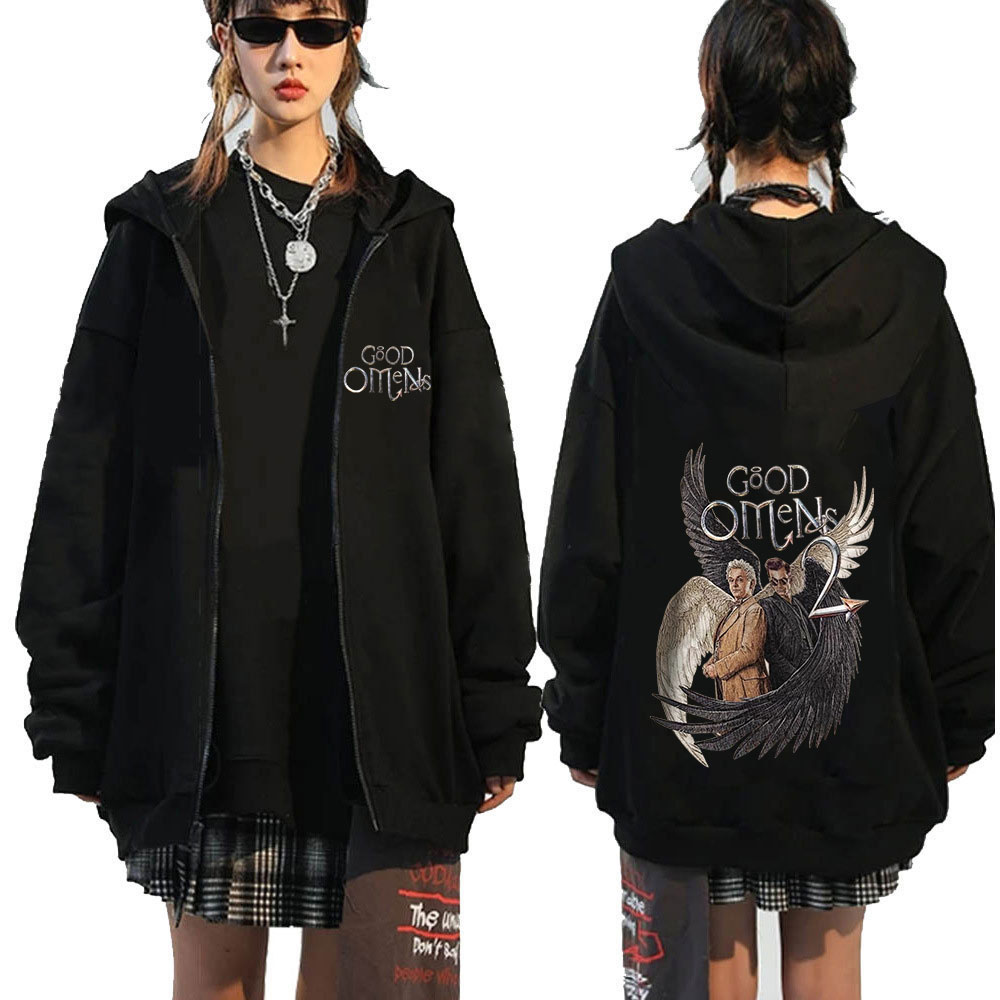 Good Omens Zipper Hoodies Men  - Mens Fashion Zip Up Hoodies recensie en prijs